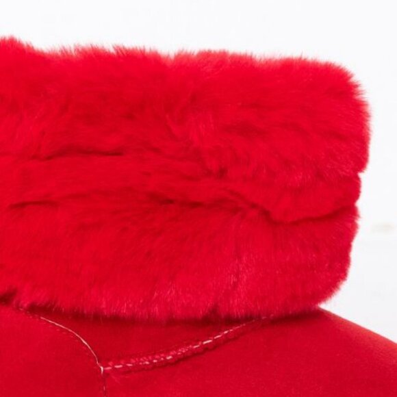 AZALEA WANG COZY MODE FLAT BOOTIE IN RED - Picture 2 of 8